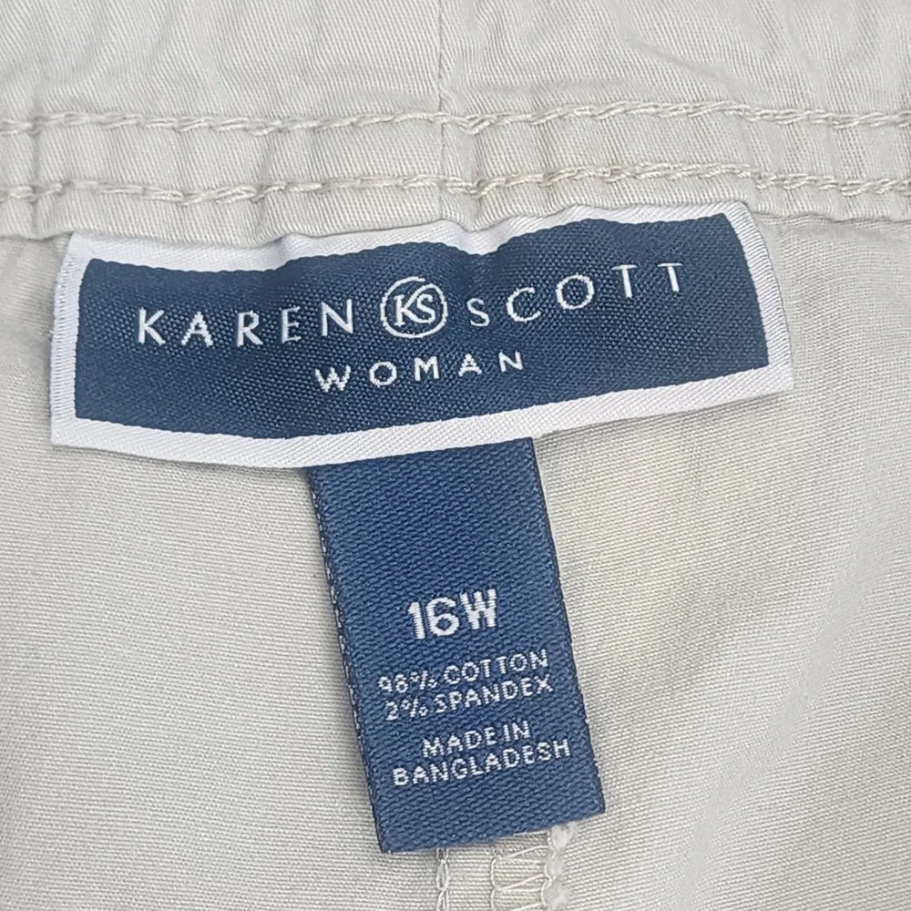 Karen Scott Skort Beige Cargo Utility Cotton Stretch Plus Size Women 16W